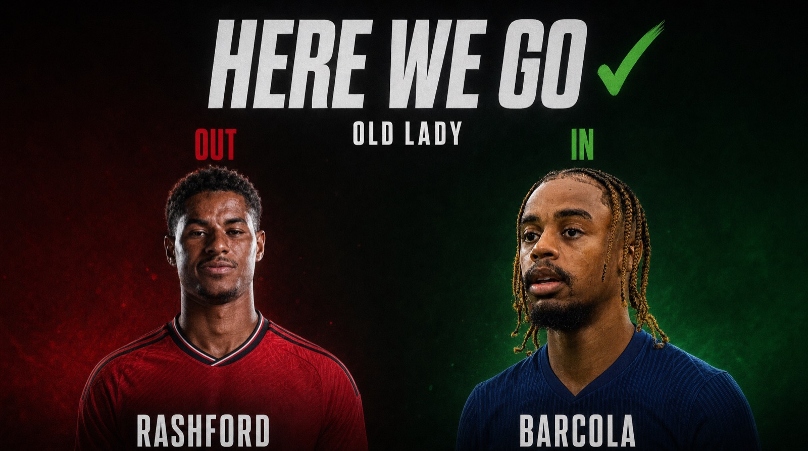 Here We Go card: Rashford out, Barcola in, Old Lady