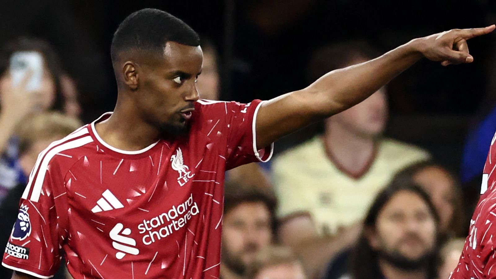 Alexander Isak celebrates at Portman Road